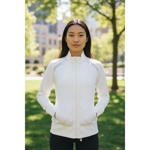 Michael Kors SZ M White Jacket Athletic Gym Wear‎ Zipper Mesh Zipper Pockets